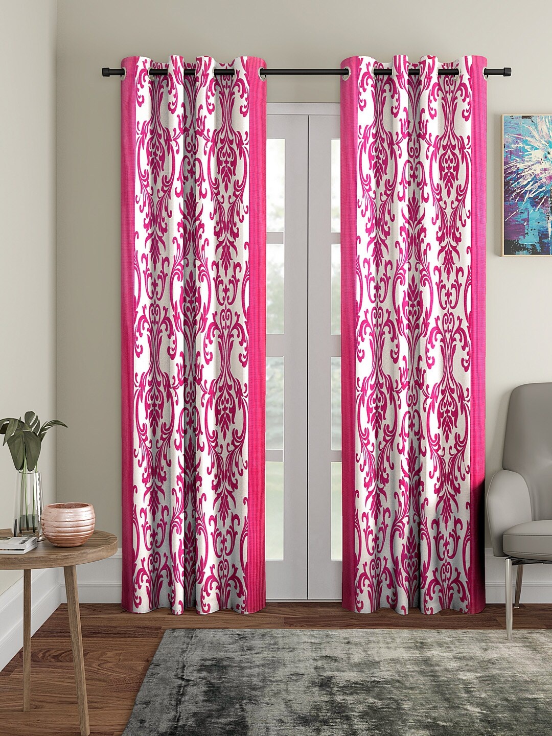 

Cortina Pink & White Set of 2 Long Door Curtains