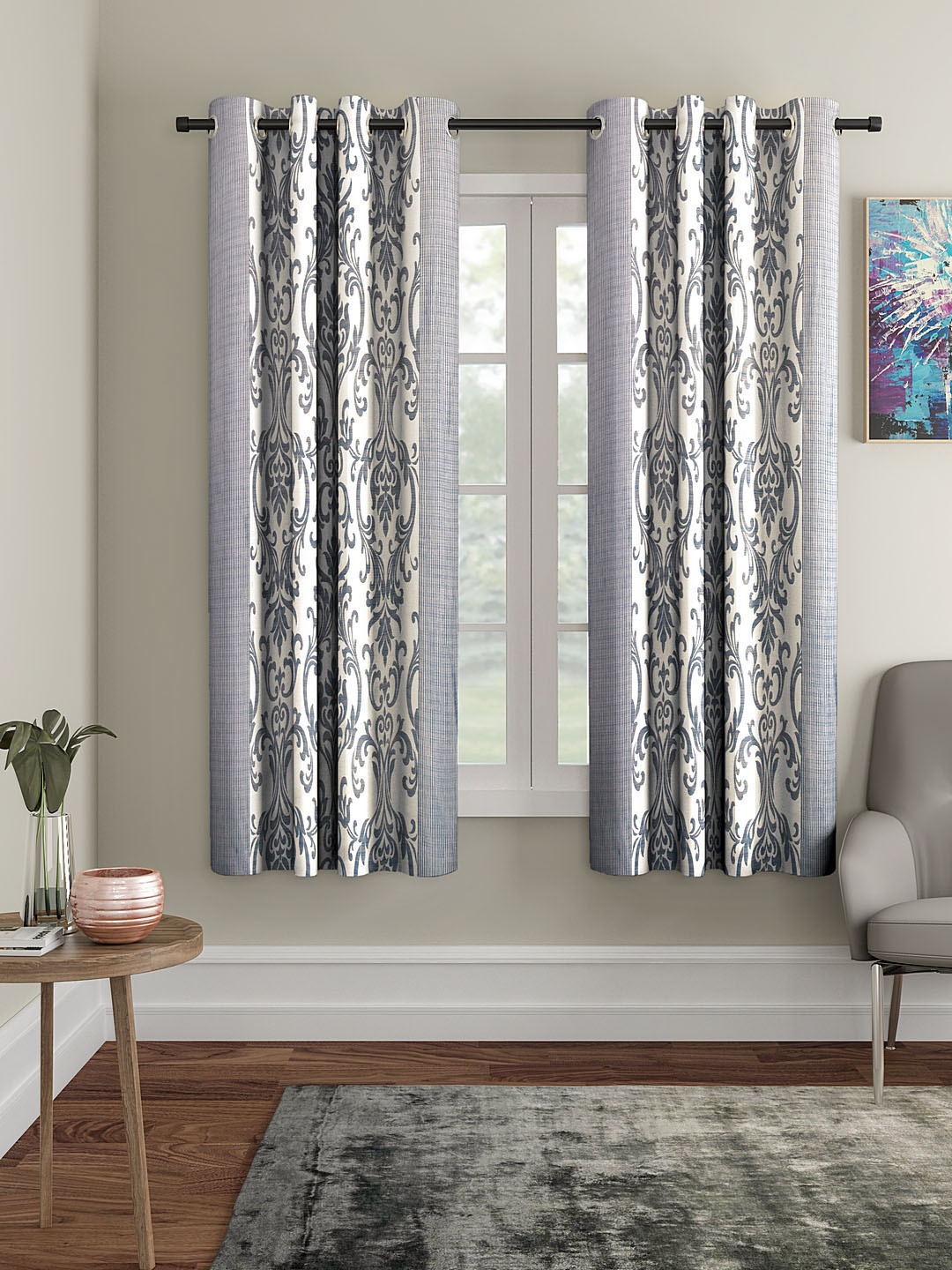 

Cortina Grey & White Set of 2 Window Curtains