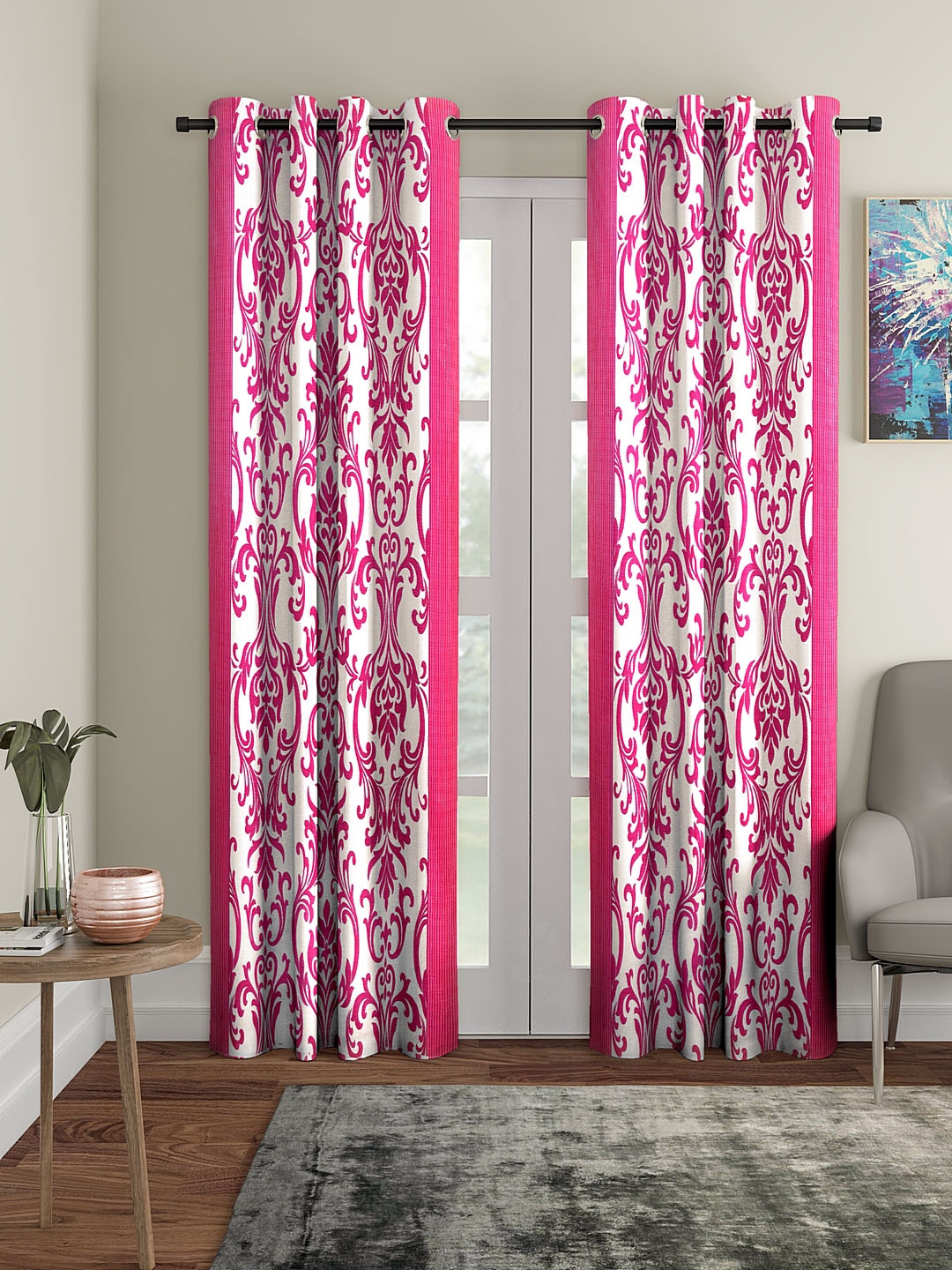 

Cortina Pink & White Set of 2 Door Curtains