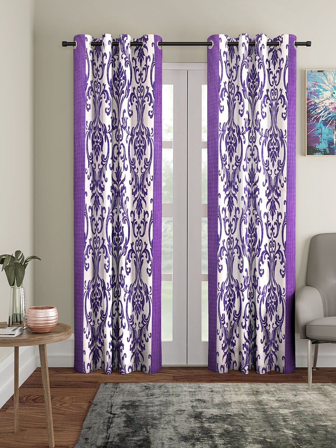 

Cortina Purple & White Set of 2 Long Door Curtains