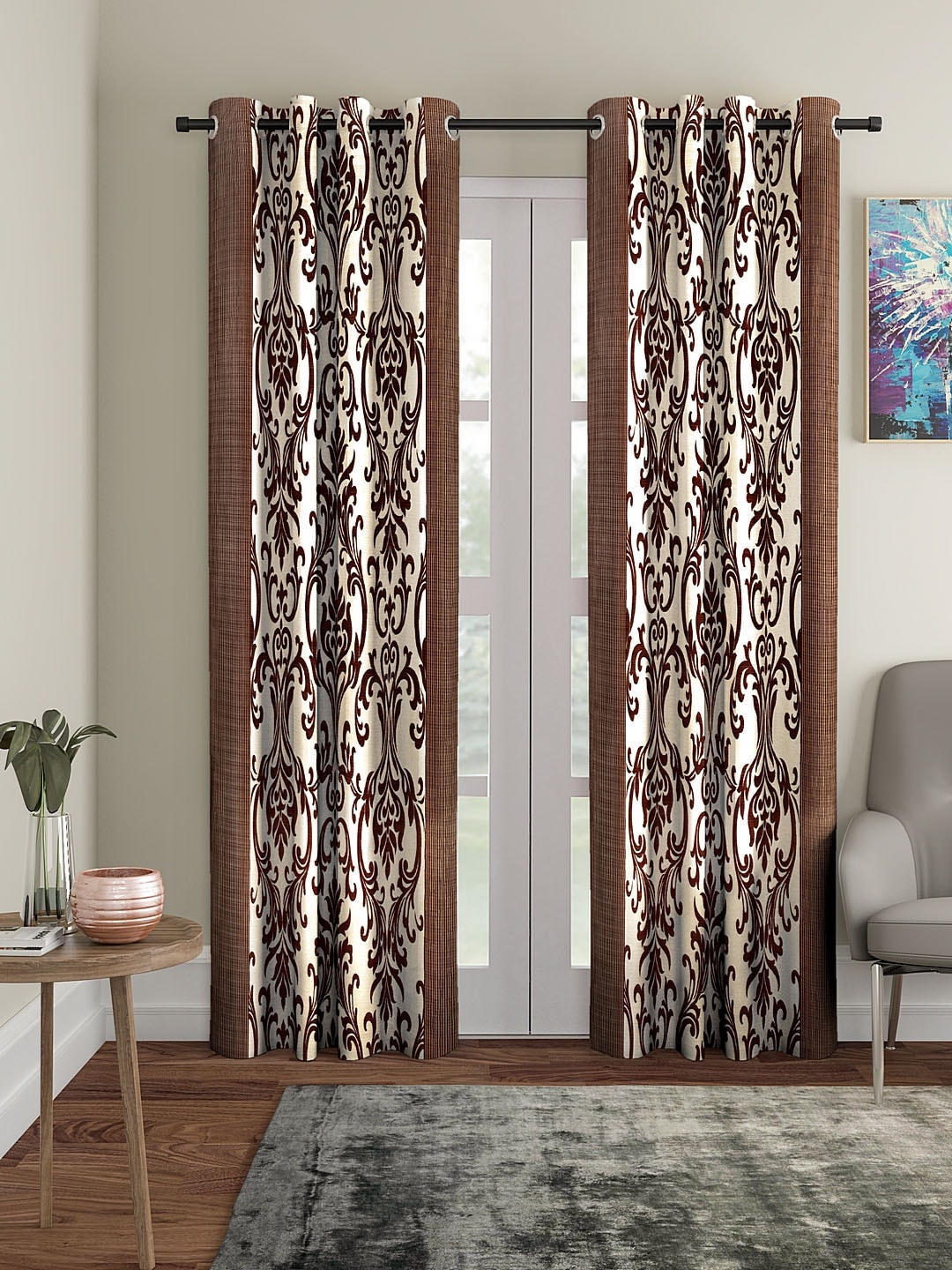

Cortina Brown & White Set of 2 Door Curtains