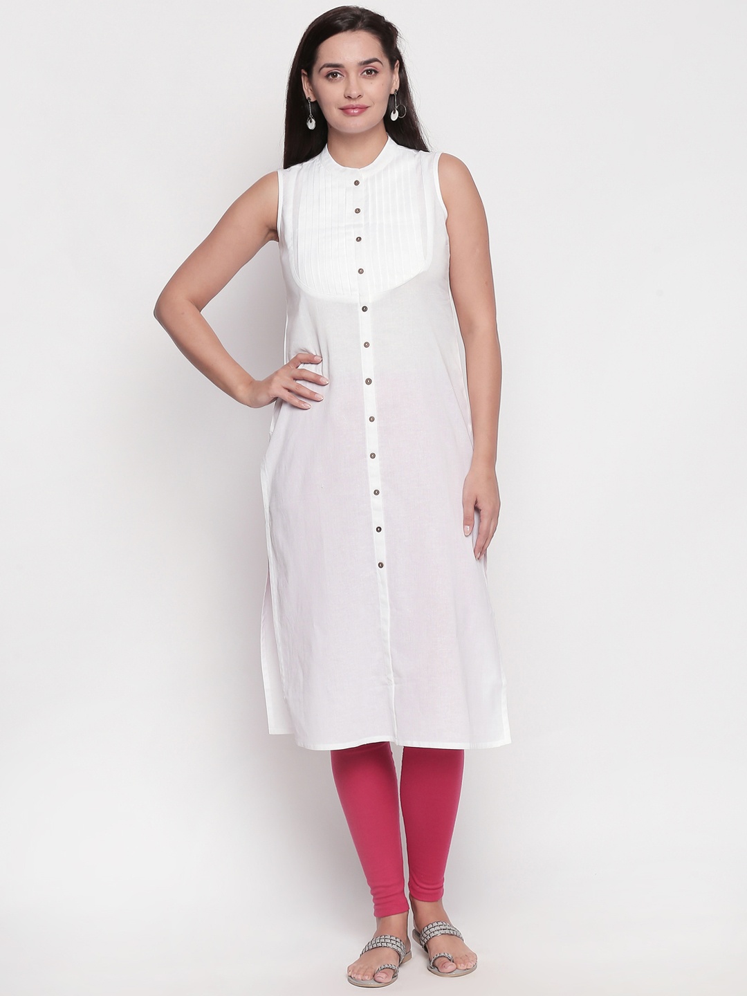 

RANGMANCH BY PANTALOONS Women White Solid Straight Kurta