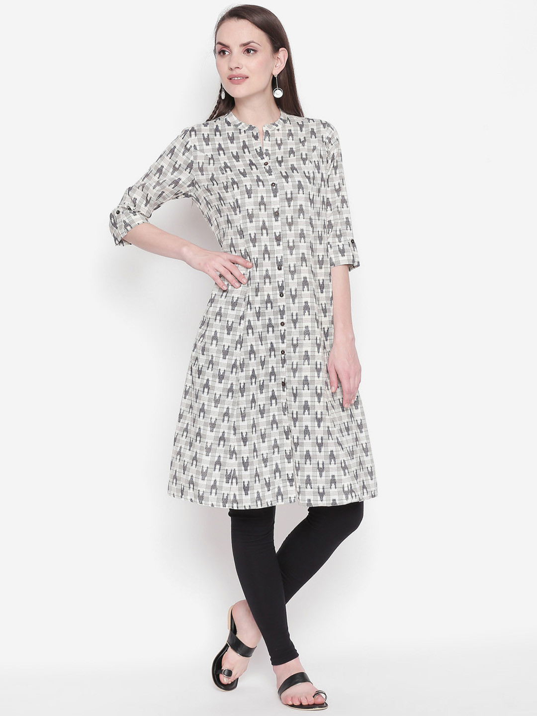 

RANGMANCH BY PANTALOONS Women White Printed A-Line Kurta