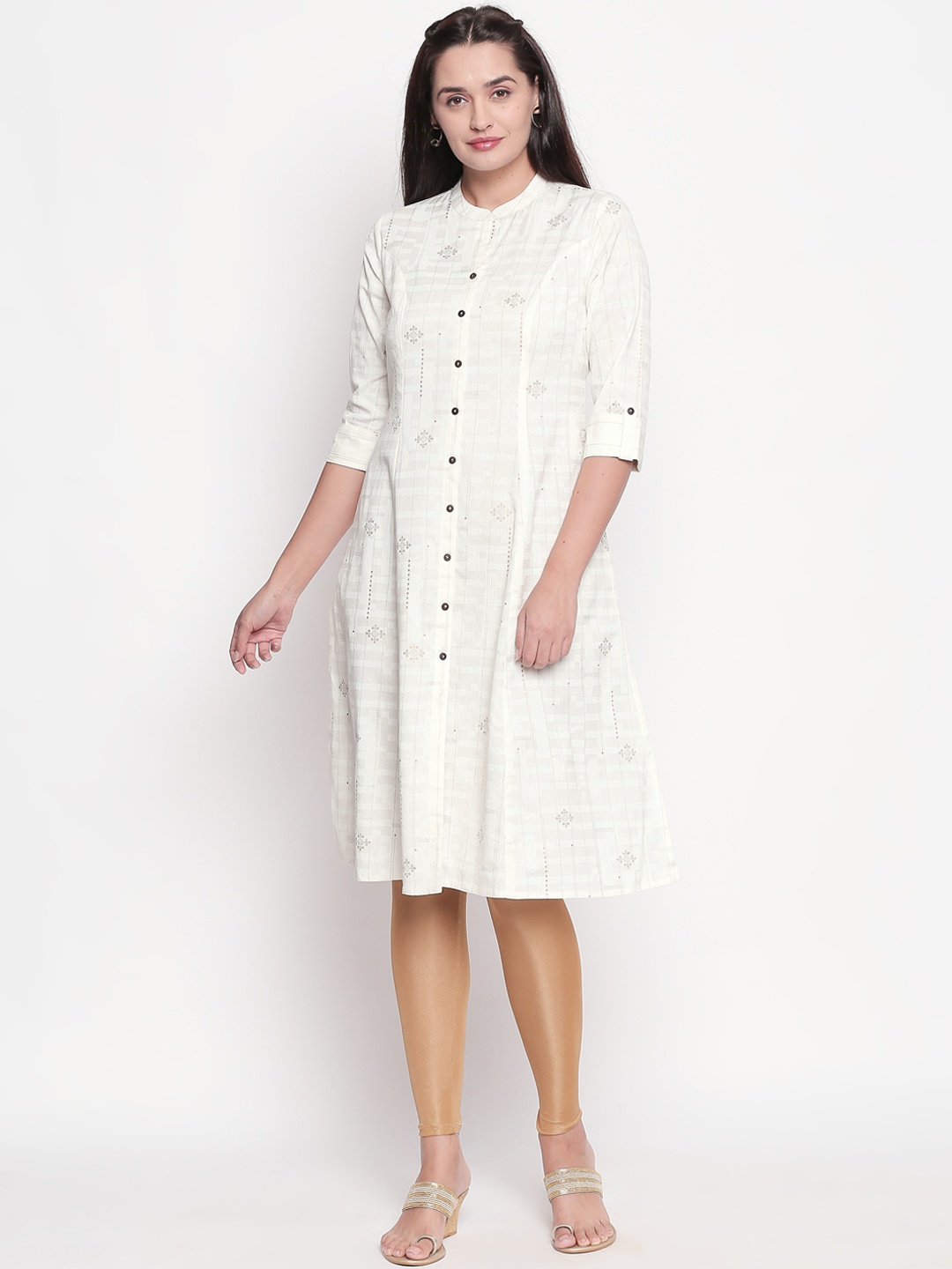 

RANGMANCH BY PANTALOONS Women White Printed A-Line Kurta