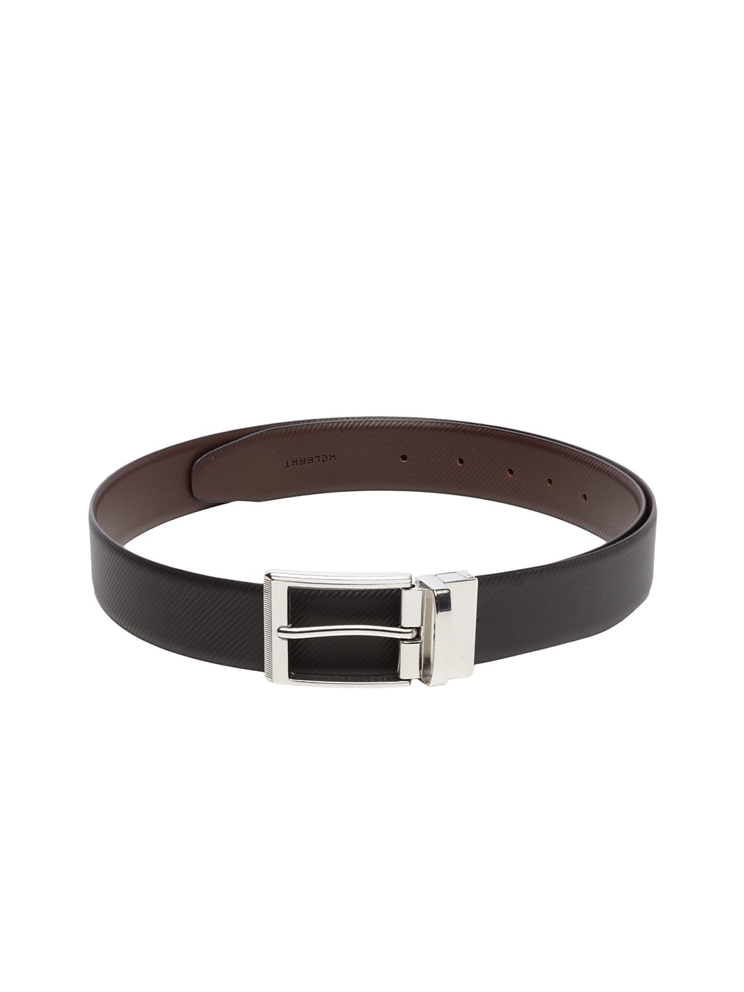 

WELBAWT Men Black Leather Reversible Textured Belt