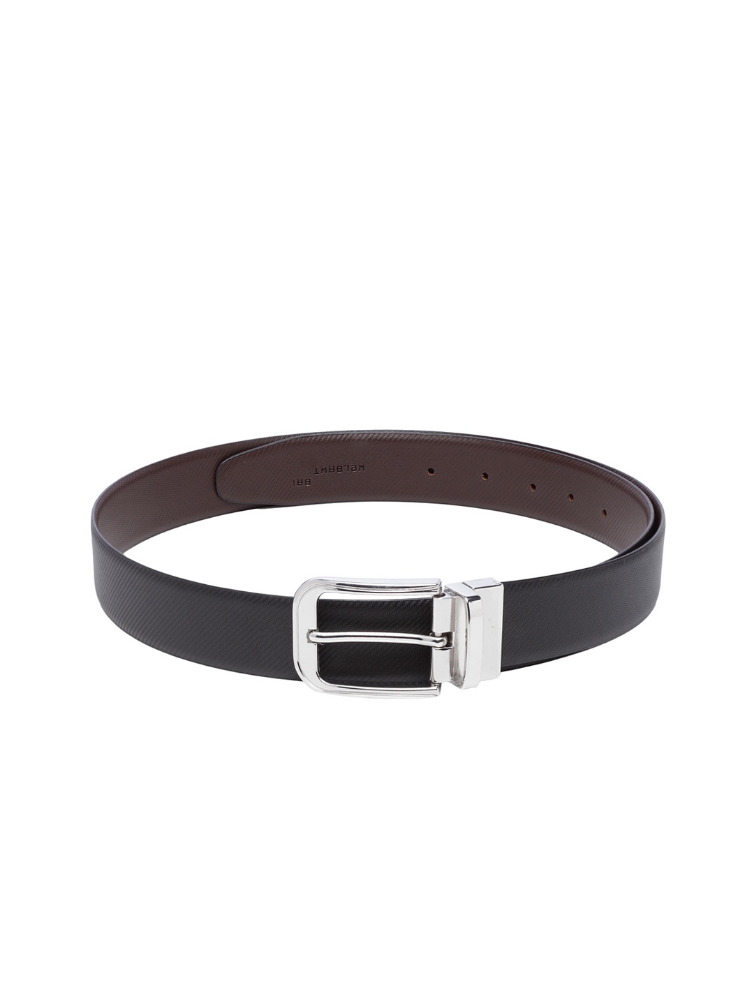

WELBAWT Men Black & Brown Leather Reversible Textured Belt