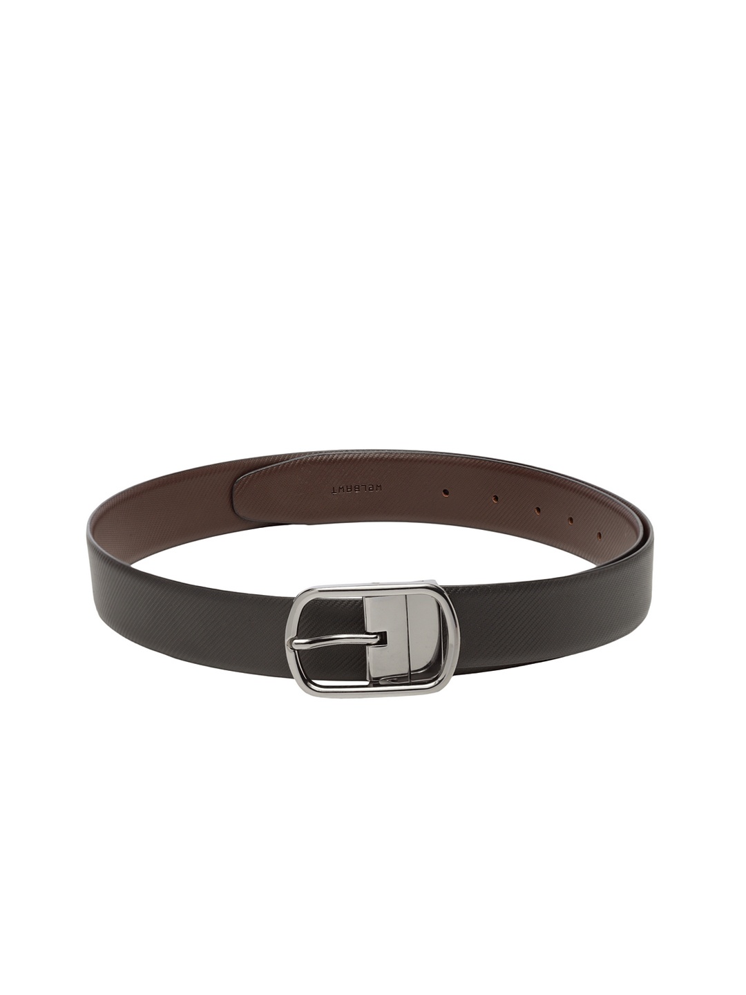 

WELBAWT Men Black & Brown Leather Textured Reversible Belt