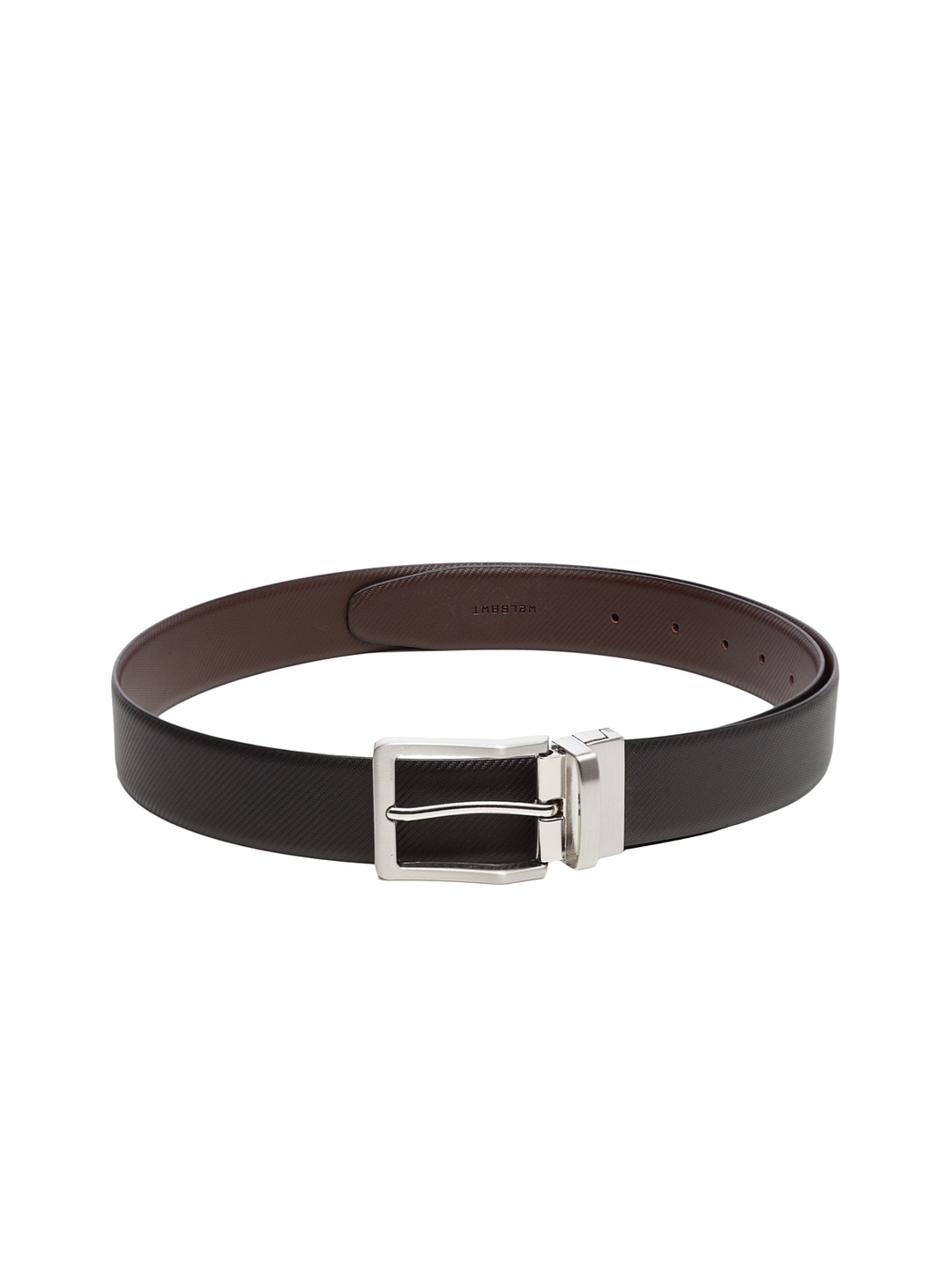 

WELBAWT Men Black & Brown Leather Textured Reversible Belt