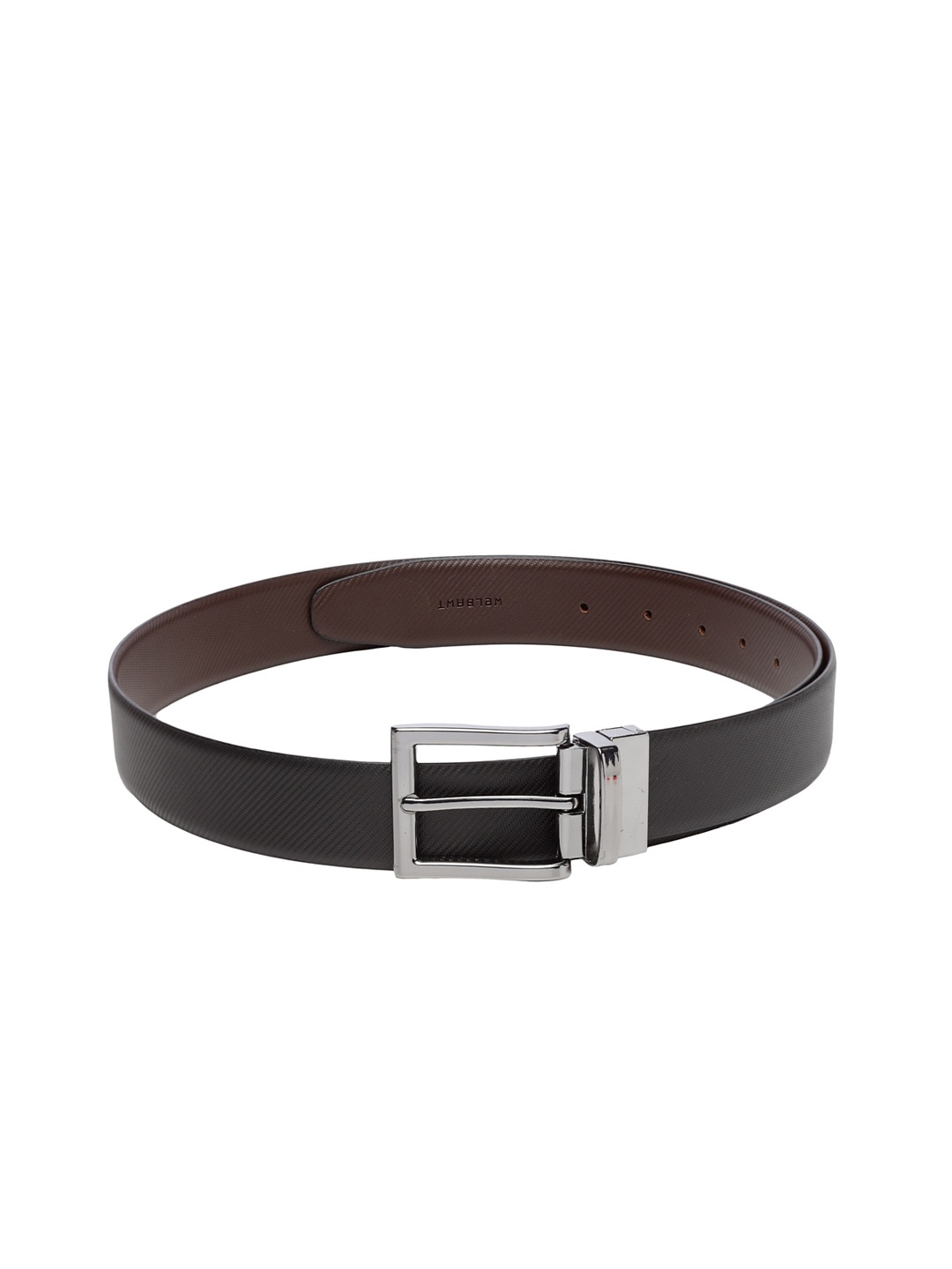 

WELBAWT Men Black & Brown Leather Textured Reversible Belt