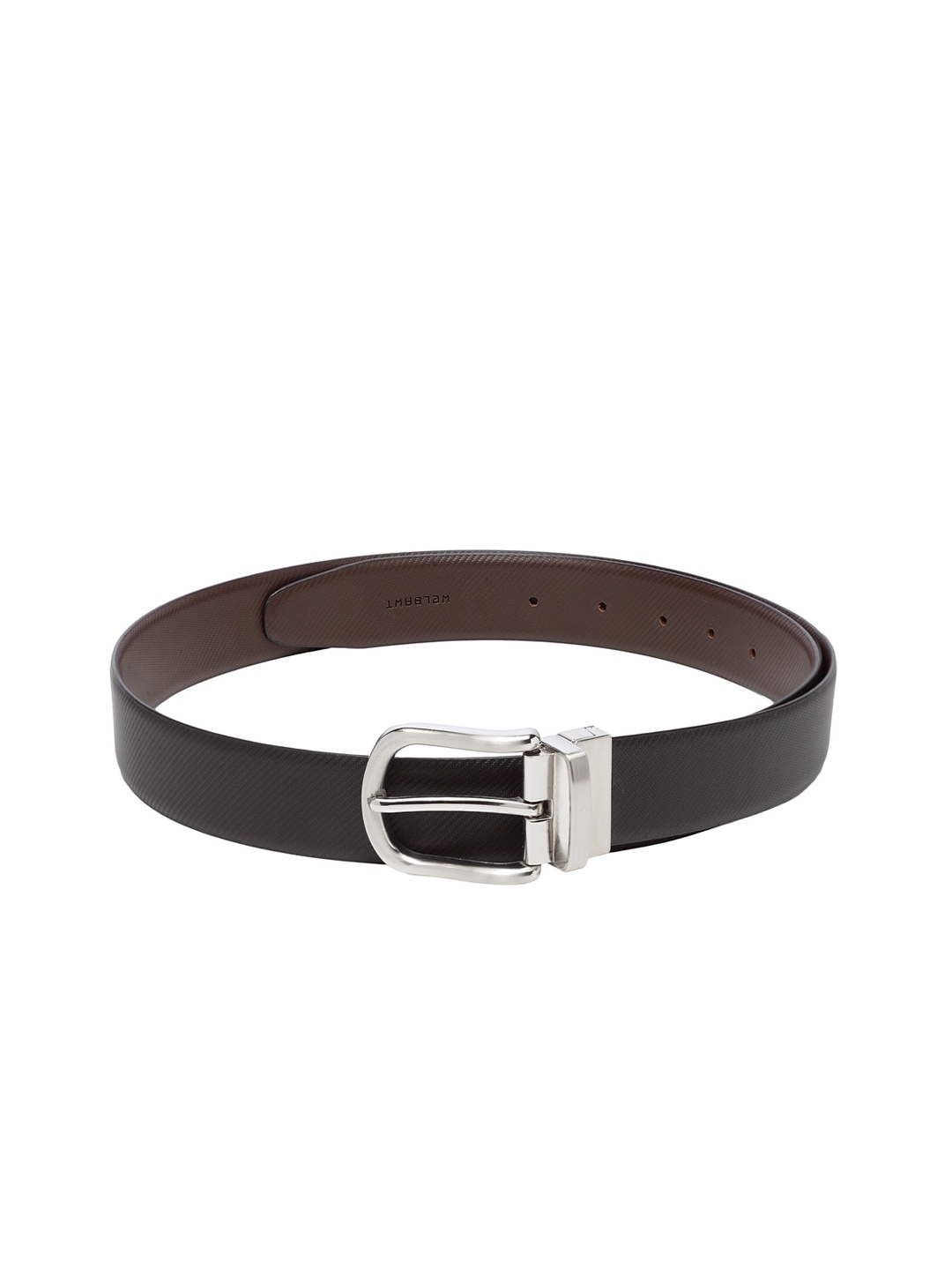 

WELBAWT Men Black & Brown Leather Textured Reversible Belt