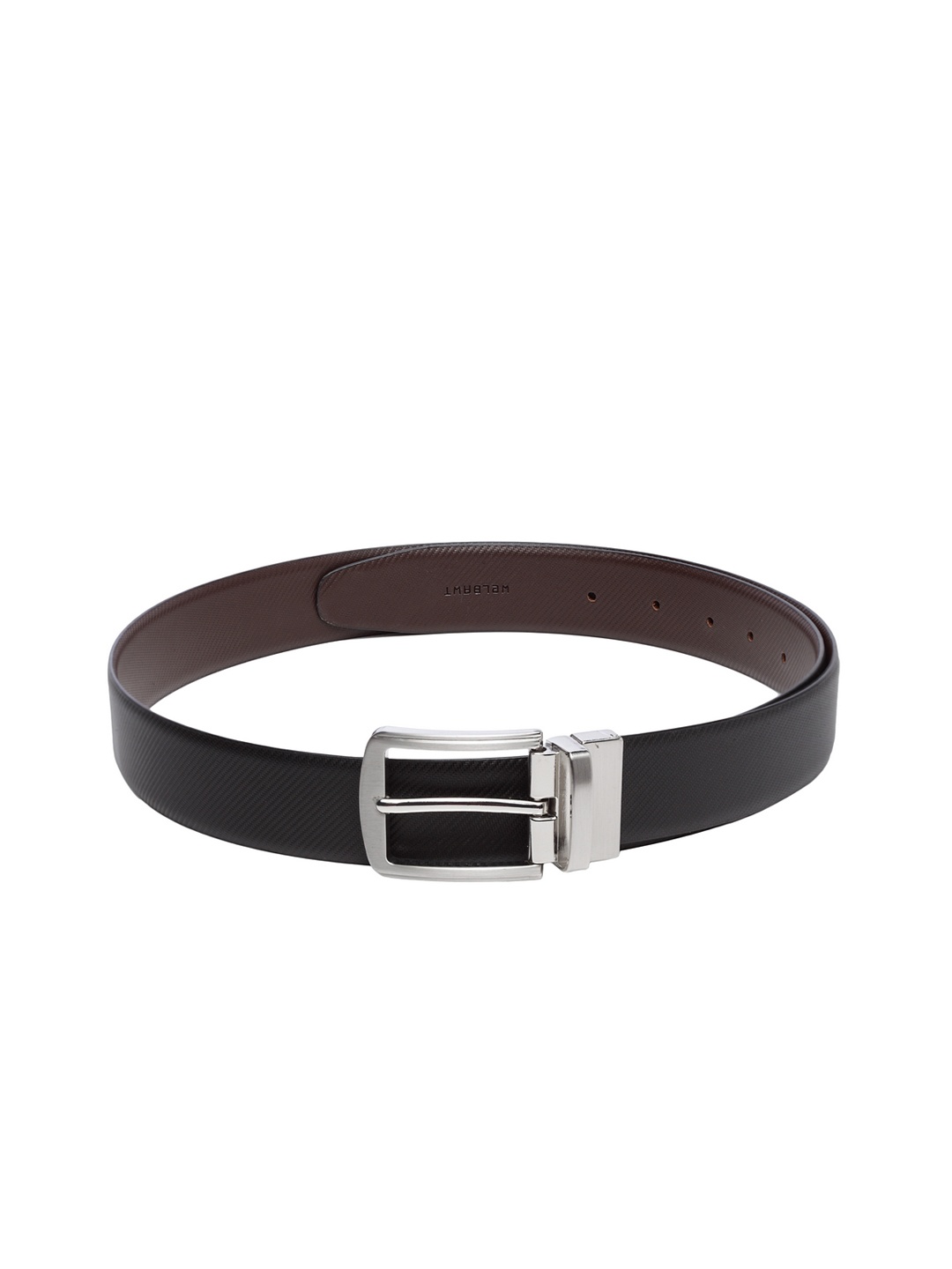

WELBAWT Men Black & Brown Leather Textured Reversible Belt
