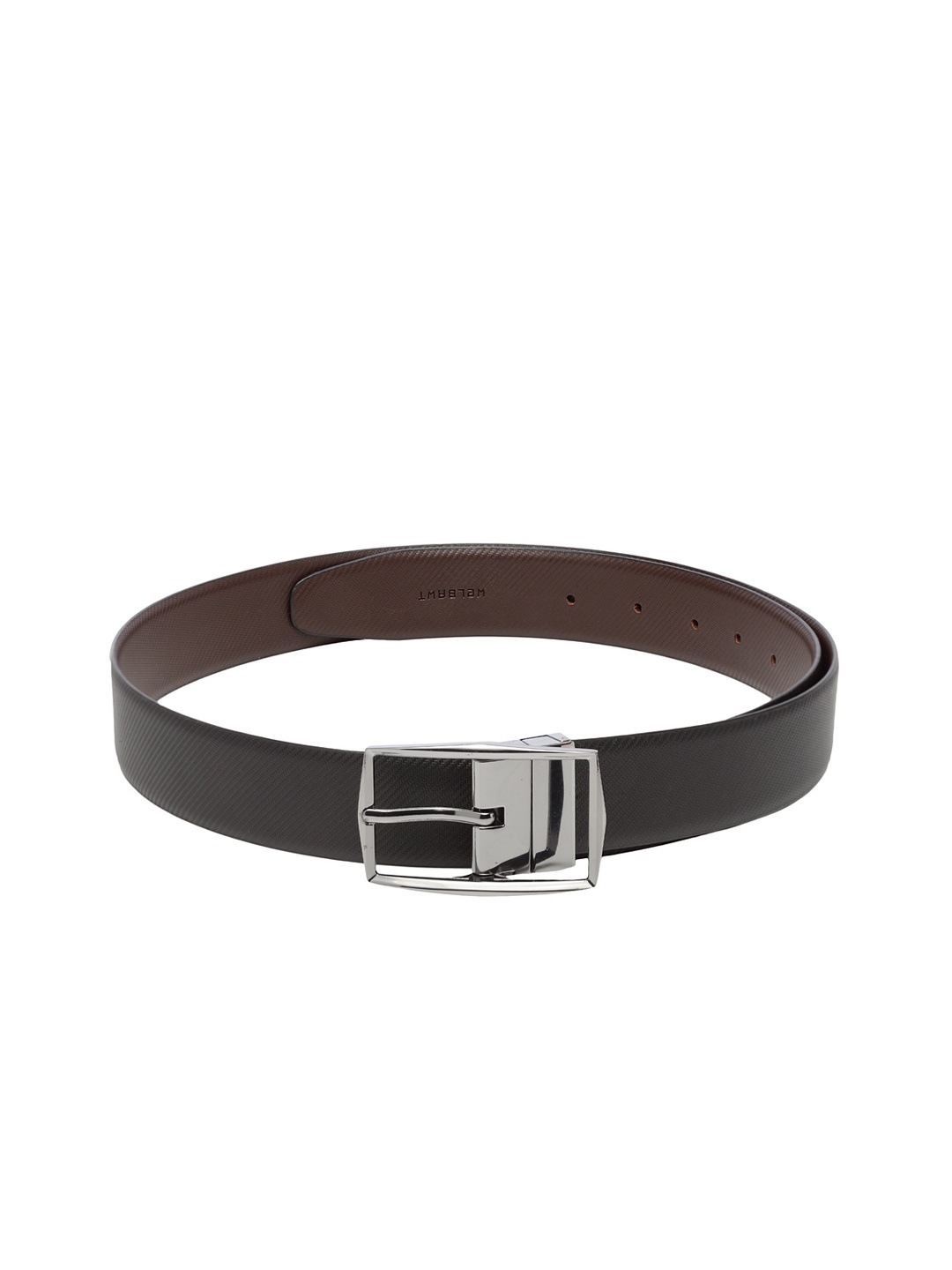 

WELBAWT Men Black & Brown Leather Textured Reversible Belt