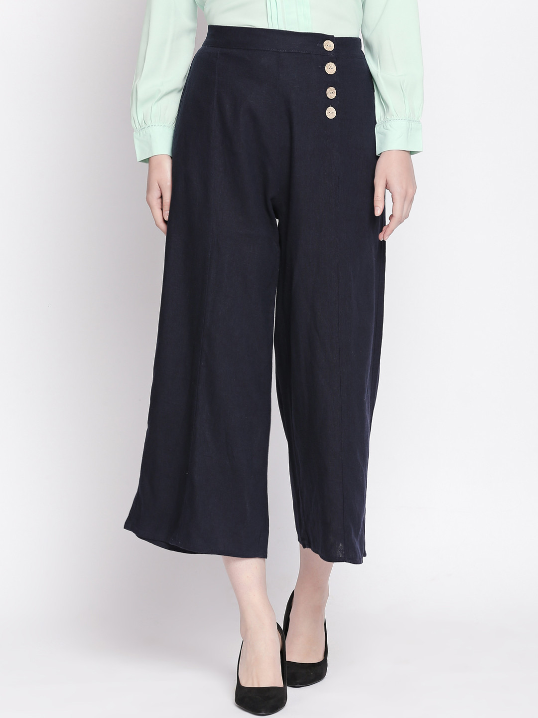 

Honey by Pantaloons Women Navy Blue Regular Fit Solid Culottes