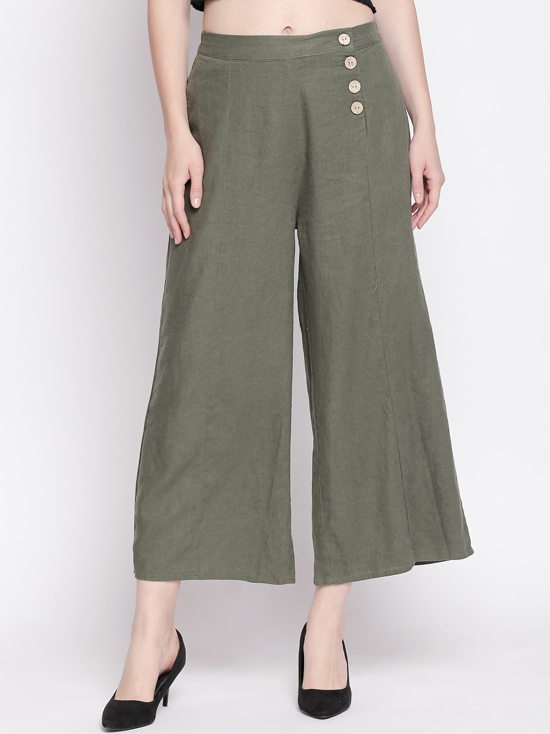 

Honey by Pantaloons Women Green Regular Fit Solid Culottes