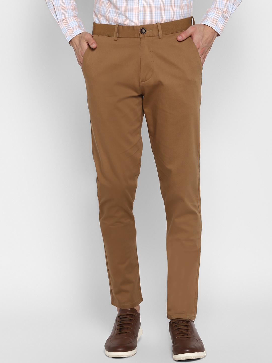 

Red Tape Men Brown Skinny Fit Solid Regular Trousers