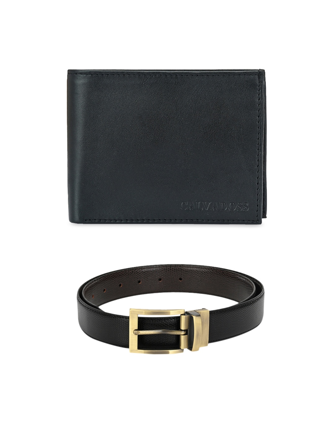 

Calvadoss Men Black & Brown Premium Belt & Wallet Gift Set
