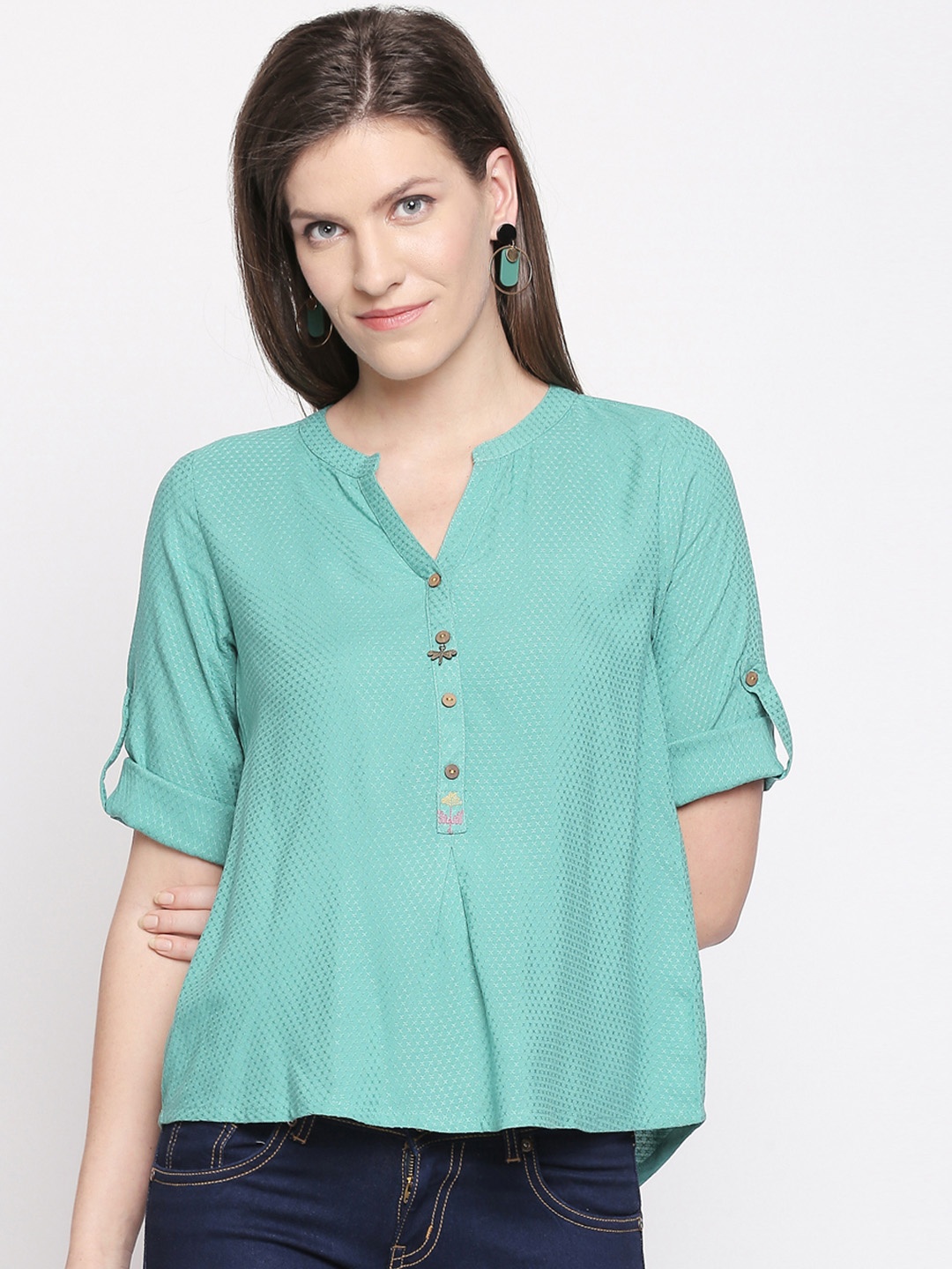 

AKKRITI BY PANTALOONS Women Green Printed Top