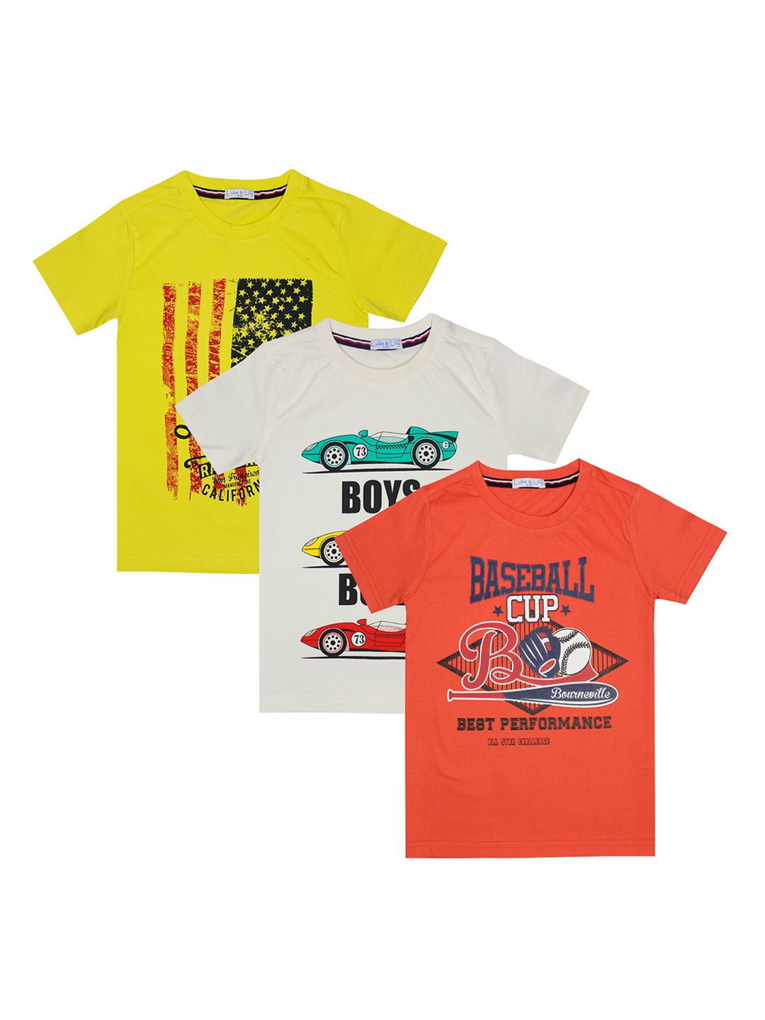

Luke & Lilly Boys Pack of 3 Multicoloured Printed Round Neck T-shirt, Multi