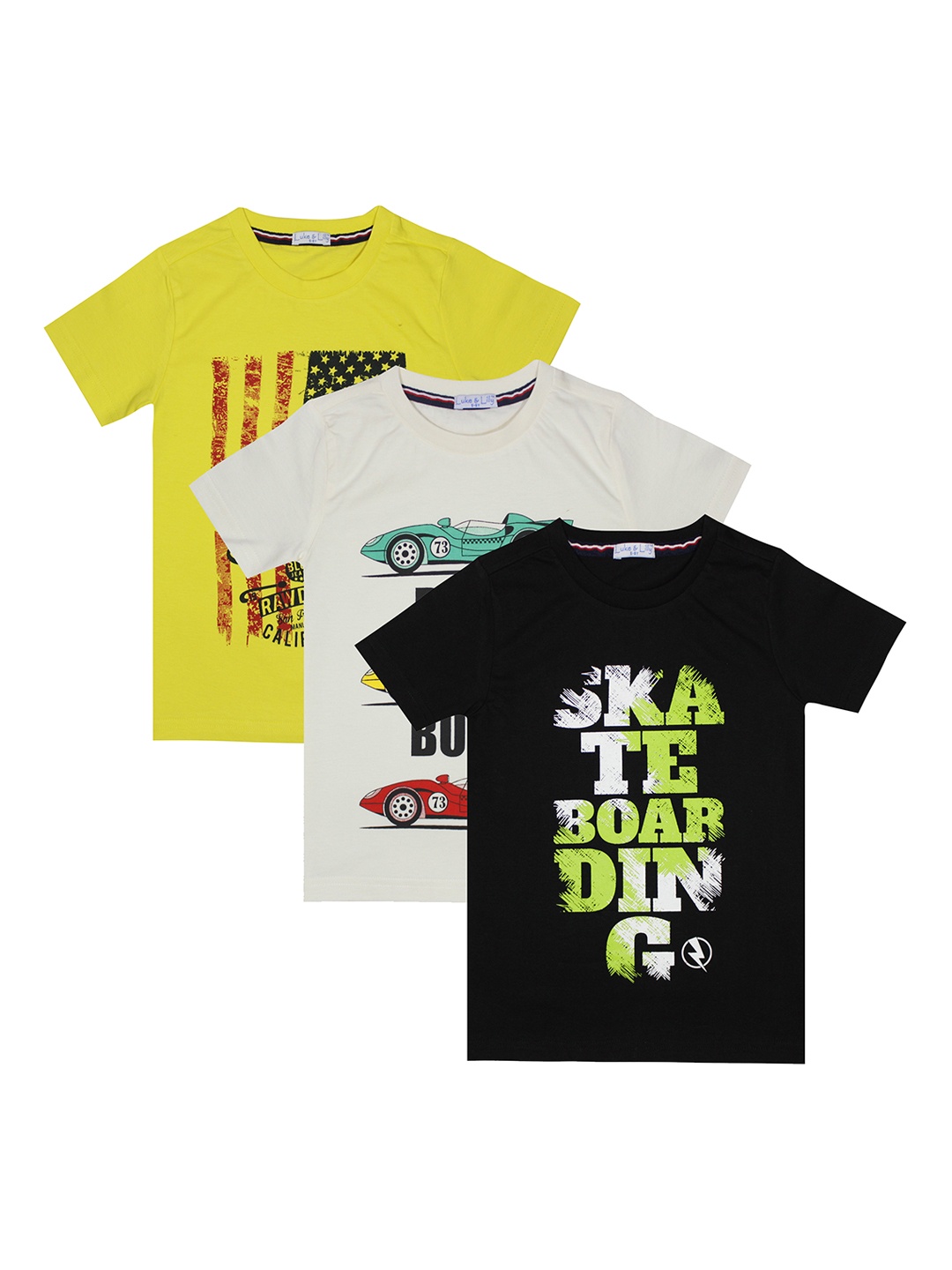 

Luke & Lilly Boys Pack of 3 Multicoloured Printed Round Neck T-shirt, Multi