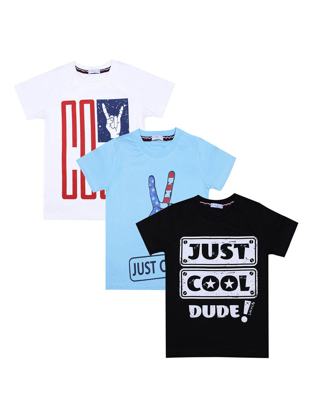 

Luke & Lilly Boys Pack of 3 Multicoloured Printed Round Neck T-shirt, Multi
