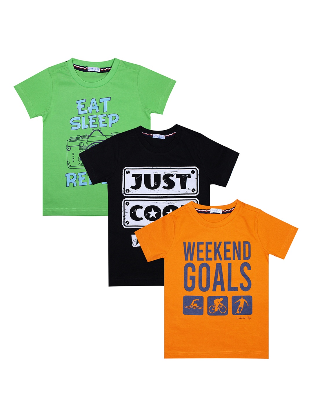 

Luke & Lilly Boys Pack of 3 Multicoloured Printed Round Neck T-shirt, Multi