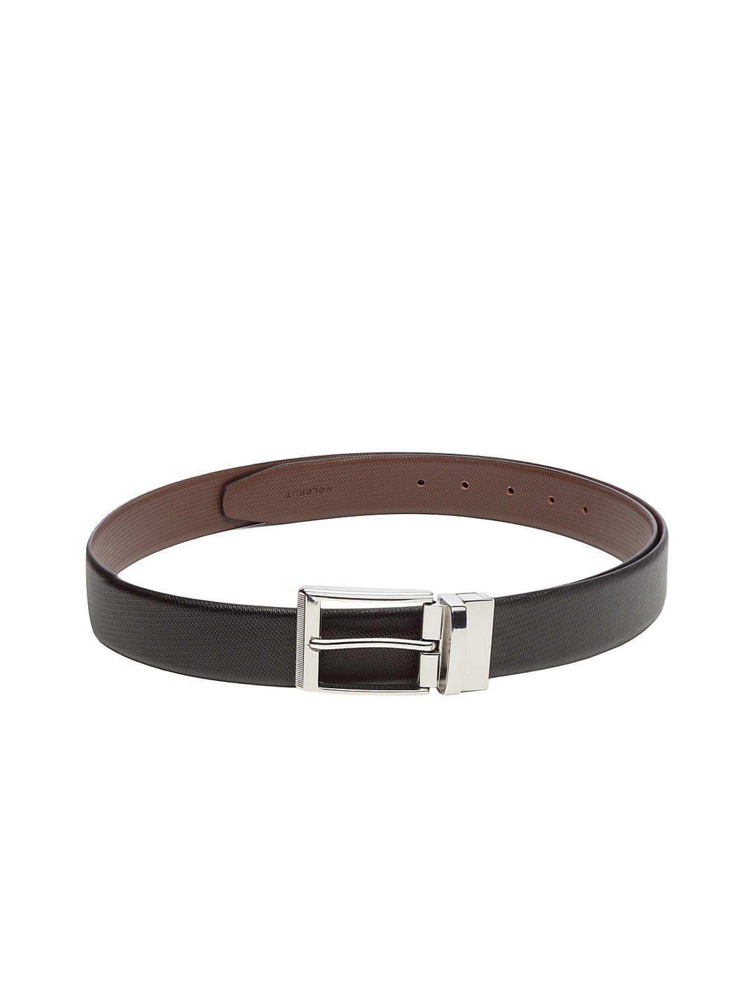 

WELBAWT Men Black & Brown Leather Reversible Textured Belt