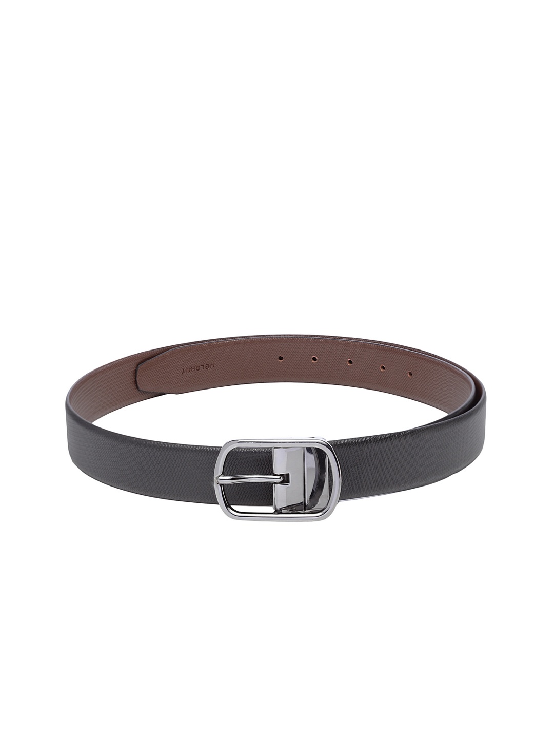

WELBAWT Men Black & Brown Leather Reversible Textured Belt