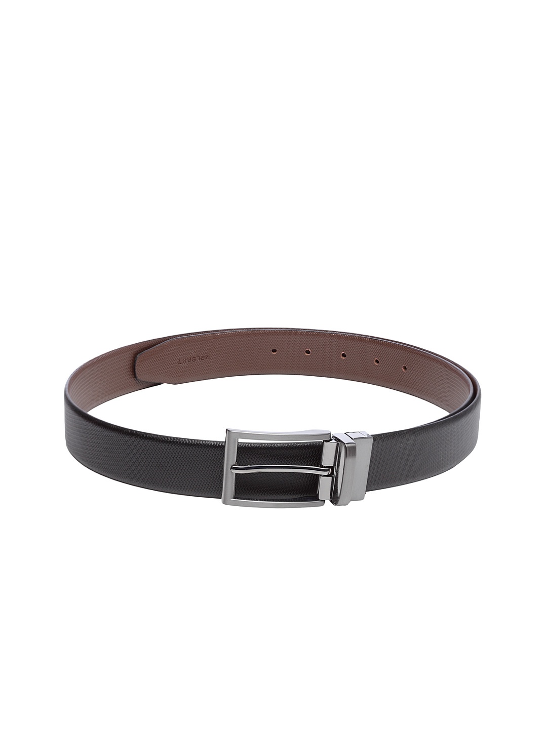 

WELBAWT Men Black & Brown Leather Reversible Textured Belt