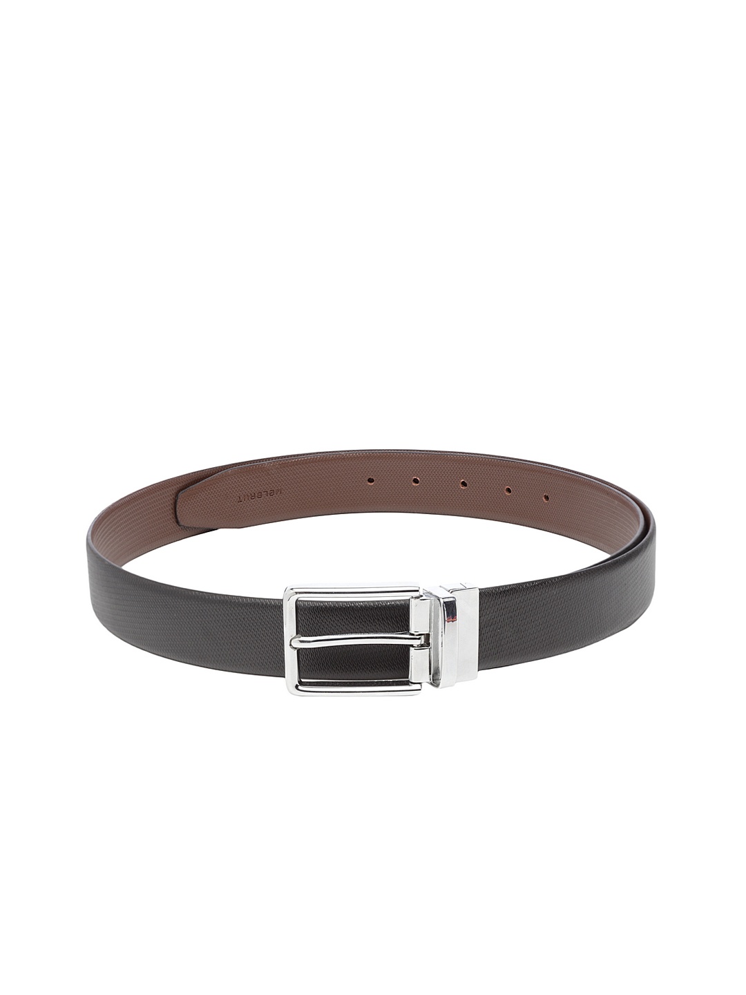 

WELBAWT Men Black & Brown Leather Reversible Textured Belt