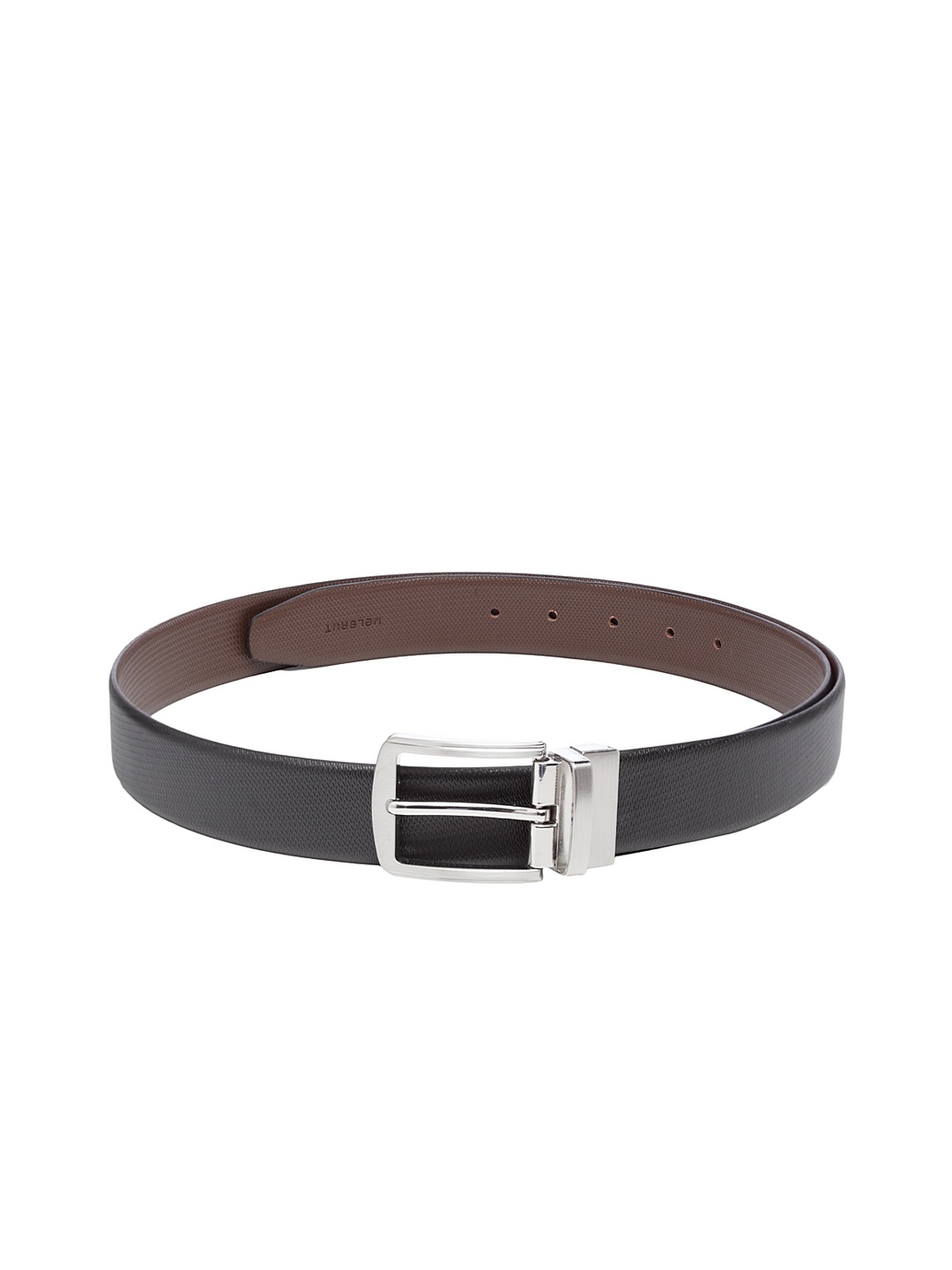 

WELBAWT Men Black & Brown Leather Reversible Textured Belt