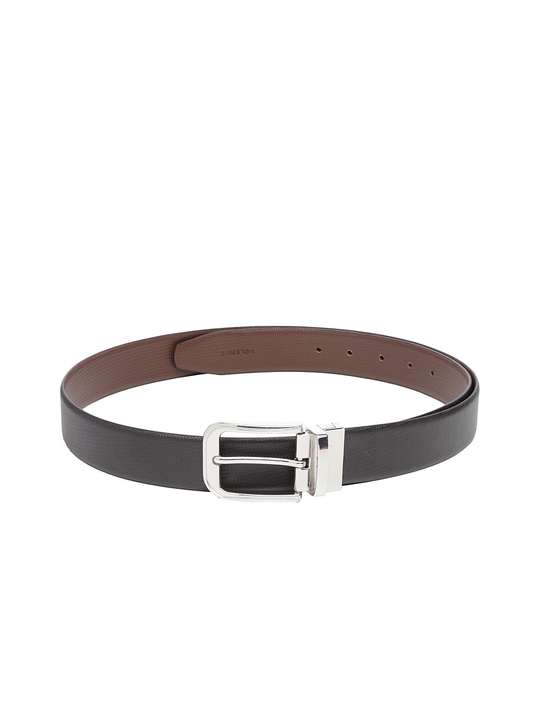 

WELBAWT Men Black & Brown Textured Reversible Leather Belt