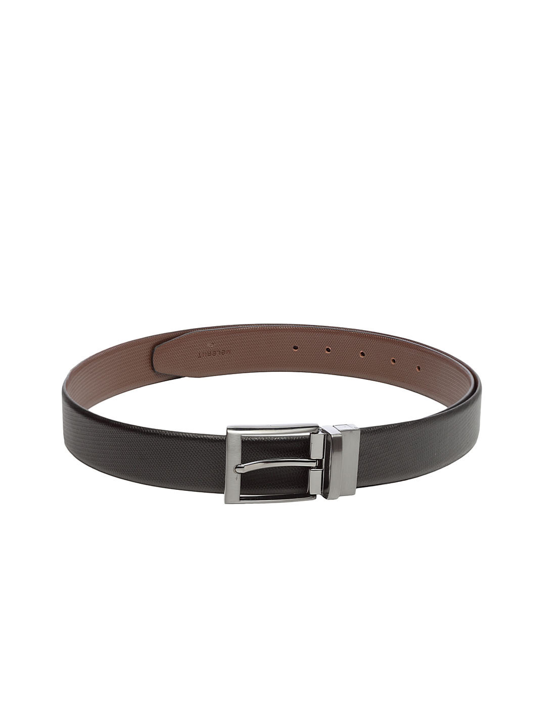 

WELBAWT Men Black & Brown Textured Reversible Leather Belt