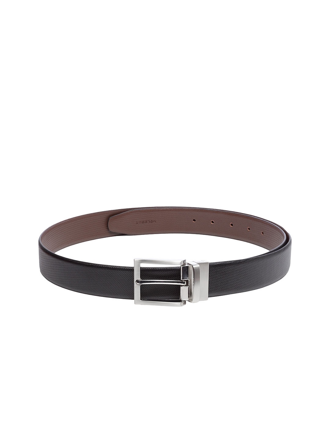 

WELBAWT Men Black & Brown Reversible Leather Textured Belt