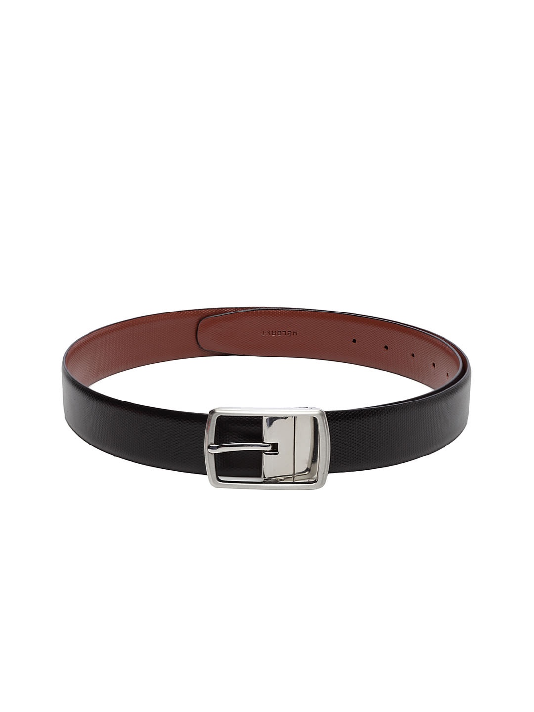 

WELBAWT Men Black & Brown Textured Reversible Leather Belt
