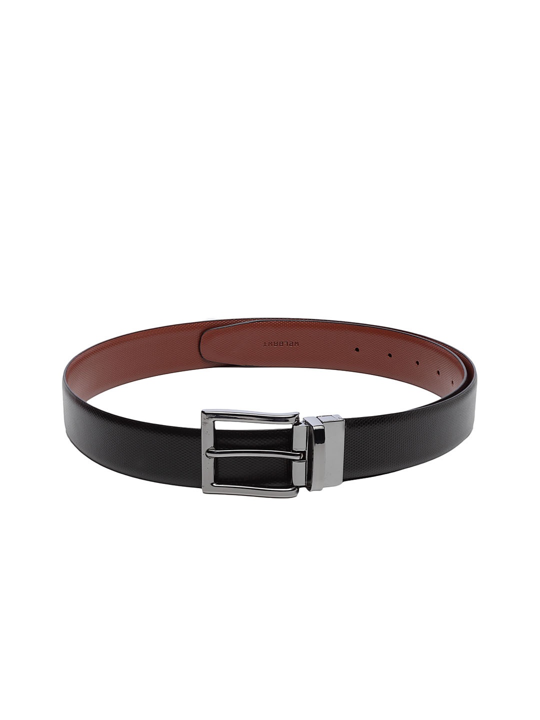 

WELBAWT Men Black & Brown Textured Reversible Leather Belt