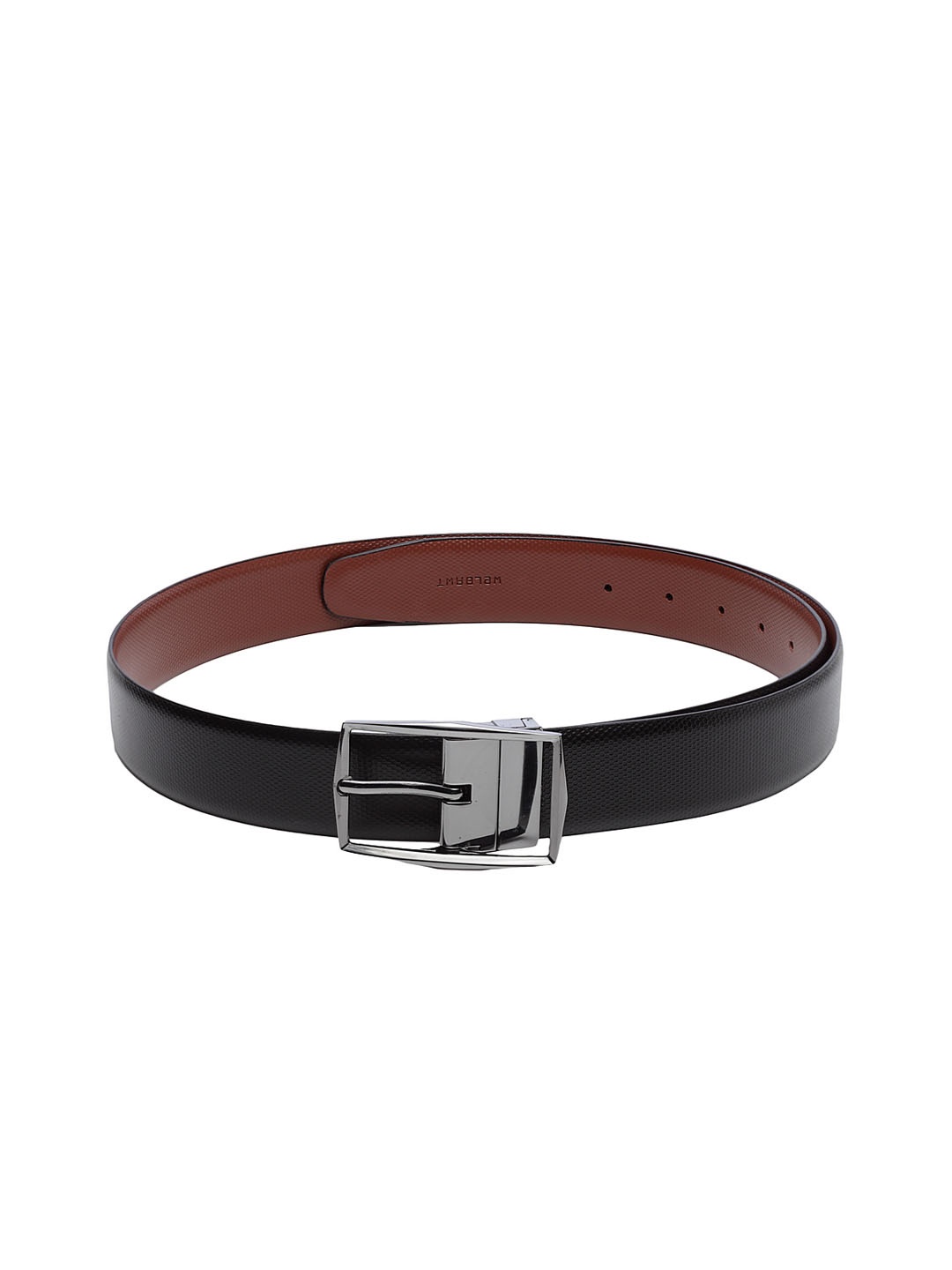 

WELBAWT Men Black & Brown Textured Reversible Leather Belt