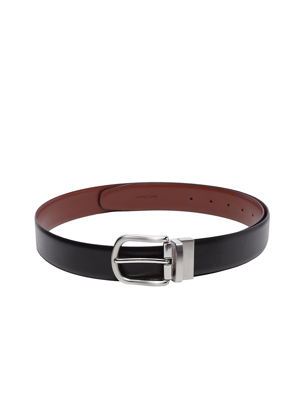 

WELBAWT Men Black & Brown Textured Reversible Leather Belt