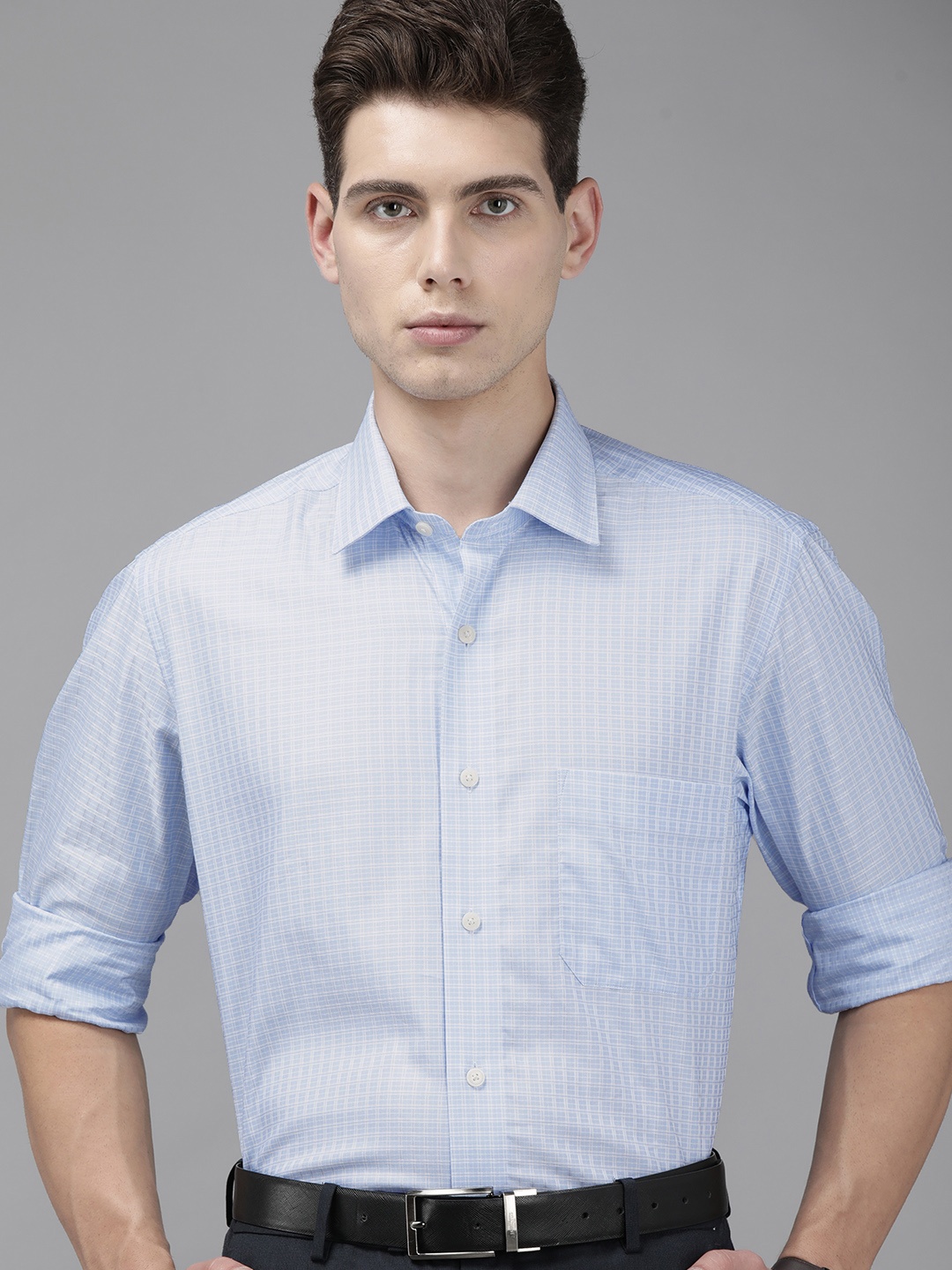 

Arrow Men Blue Grid Tattersall Checks Opaque Checked Formal Shirt