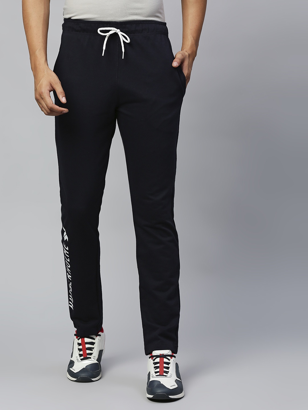 

Hubberholme Men Navy Blue Solid Straight Fit Track Pants