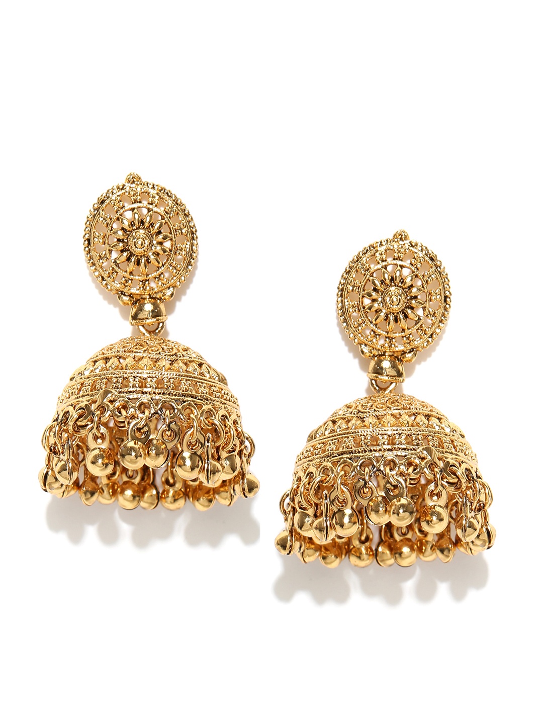

Zaveri Pearls Gold Plated Antique Dome Shaped Jhumkas