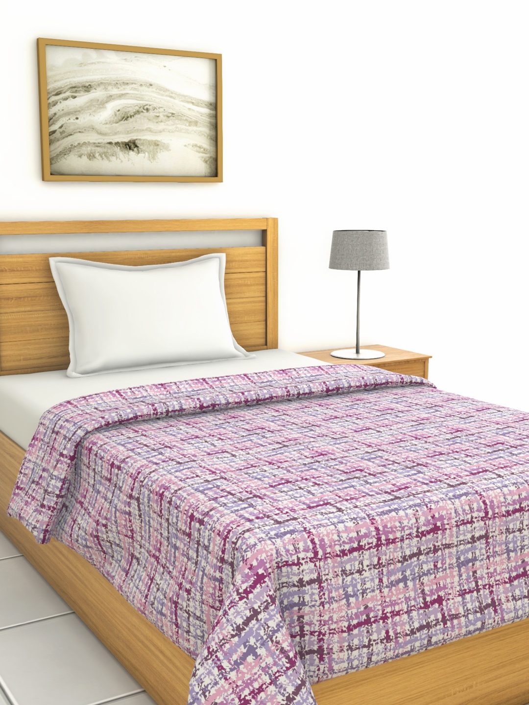 

BIANCA Purple & White Checked AC Room 150 GSM Single Bed Comforter
