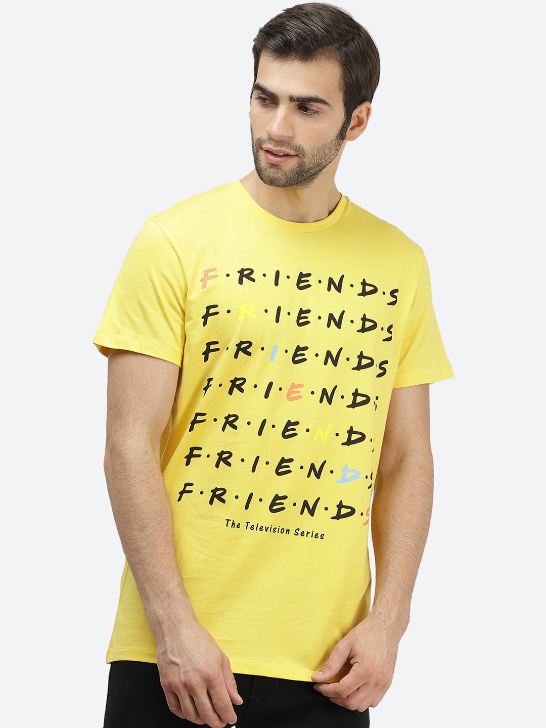 

Free Authority Men Yellow Friends Print T-shirt