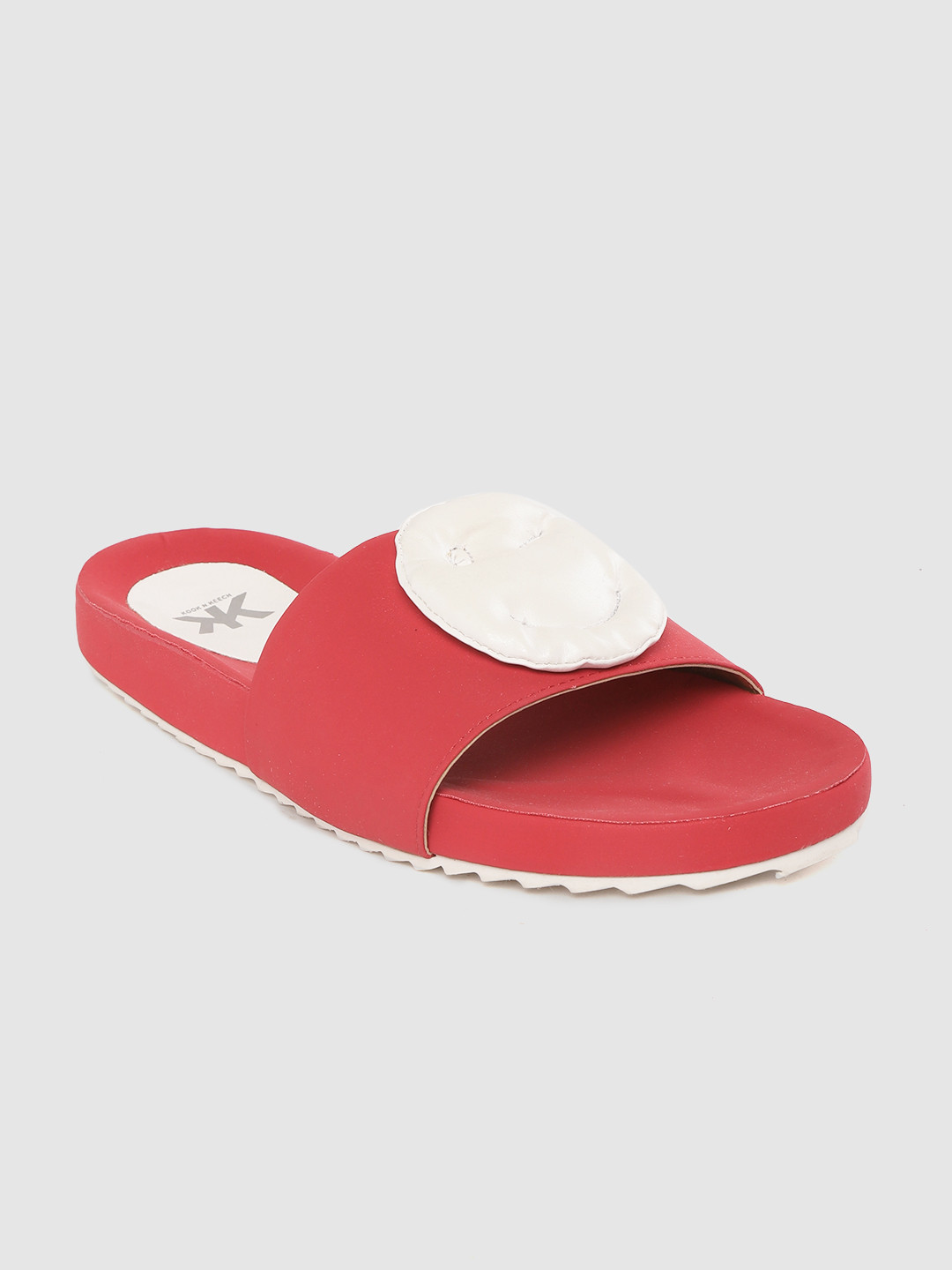 

Kook N Keech Women Red & White Applique Detail Open Toe Flats