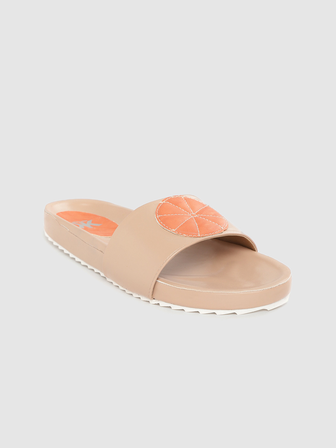 

Kook N Keech Women Nude-Coloured & Orange Applique Open Toe Flats
