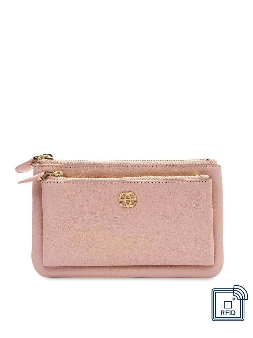 

Eske Women Pink Solid Zip Around Leather Wallet