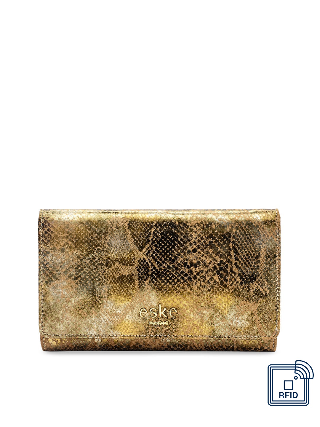 

Eske Women Olive Green & Black Animal Printed Three Fold Wallet