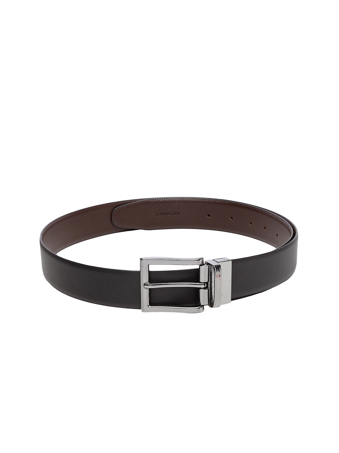 

WELBAWT Men Black & Brown Textured Leather Reversible Belt