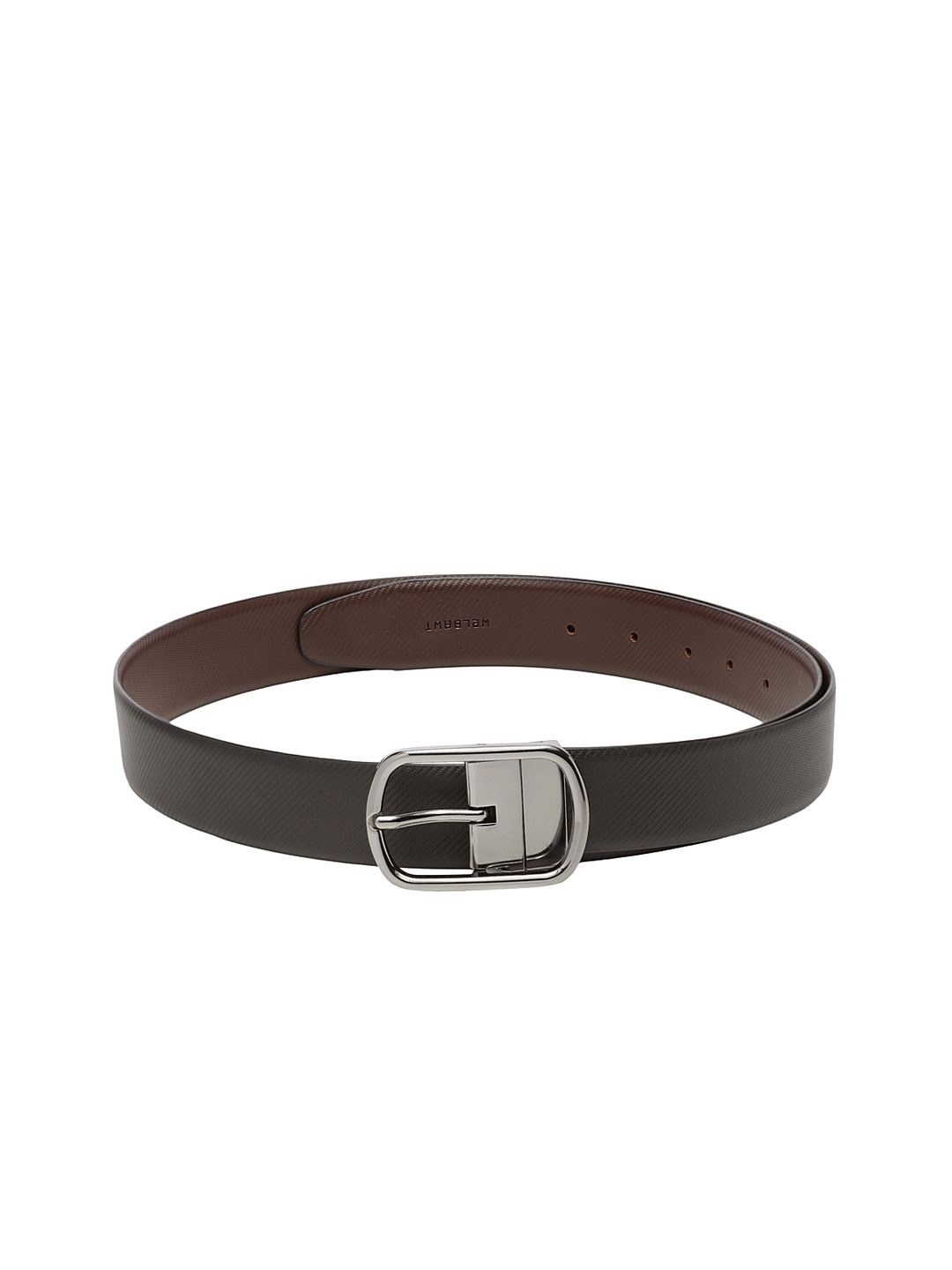 

WELBAWT Men Black & Brown Textured Leather Reversible Belt