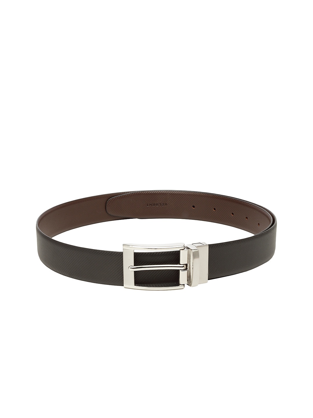 

WELBAWT Men Black & Brown Textured Leather Reversible Belt