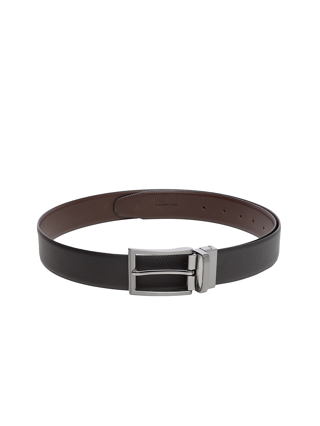 

WELBAWT Men Black & Brown Textured Leather Reversible Belt